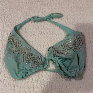 Miss Me Mint Green Bikini Top with Silver Accents